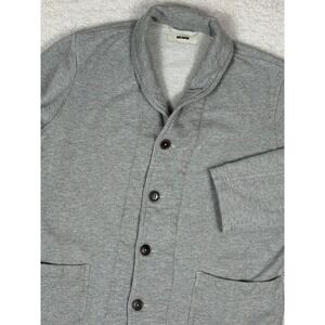 Buck Mason Men Small Interloop Shawl Collar Cardigan Jacket‎ Gray Cotton